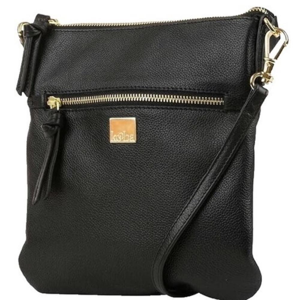 Kooba Everette Vintage Y2K Black Pebbled Leather Crossbody Shoulder Bag